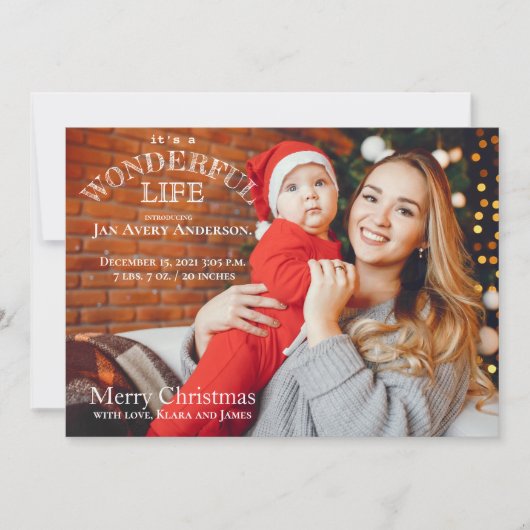 Weihnachts-Card-Baby-Ankündigung Foto Einladung (Vorderseite)