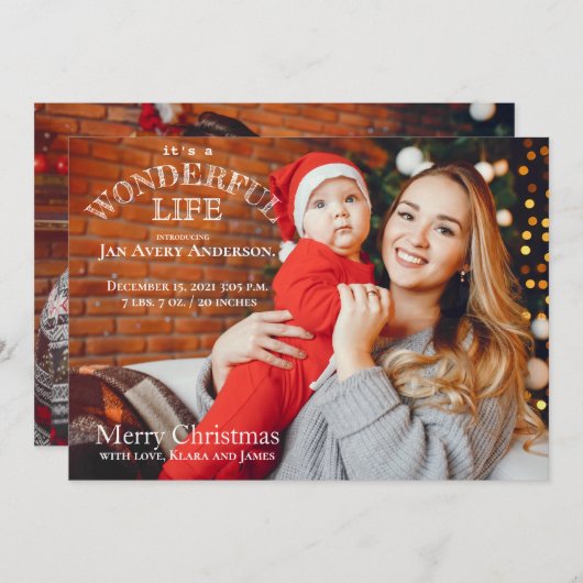 Weihnachts-Card-Baby-Ankündigung Foto Einladung (Vorne/Hinten)
