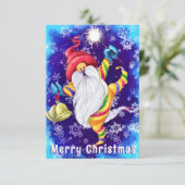 Weihnachts-Card glücklicher Gnome mit Glocken (Stehend Vorderseite)