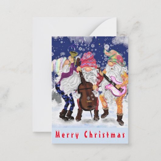 Weihnachts-Card-Happy Gnomes Music Band - Spaß Mitteilungskarte (Rückseite)