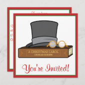 Weihnachts-Carol und englische Top-Hat und -Spekta Einladung (Vorne/Hinten)