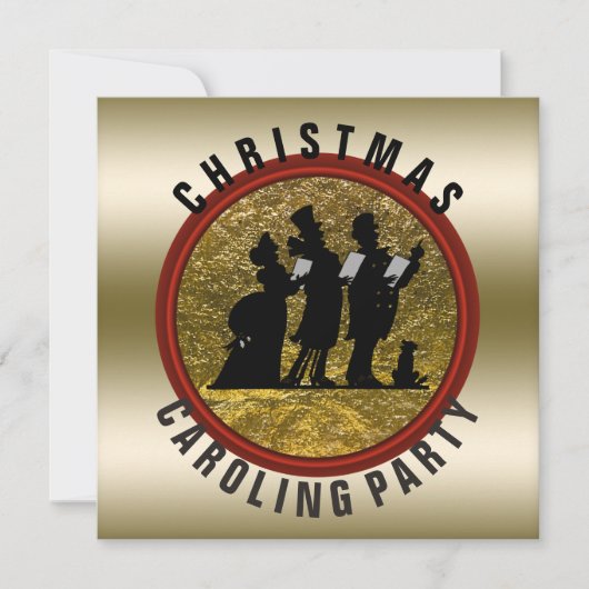 Weihnachts Caroling Black Gold Red Einladung (Vorderseite)