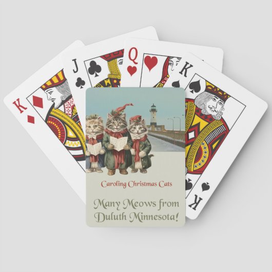 Weihnachts-Caroling Cats Duluth Minnesota Spielkarten (Rückseite)