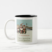 Weihnachts-Caroling Cats Duluth Minnesota Zweifarbige Tasse (Links)
