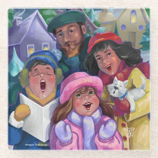 Weihnachts-Caroling Glasuntersetzer (Vorderseite)