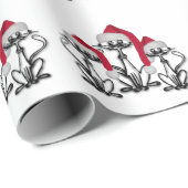 Weihnachts-Caroling Katzen Freudenspass Geschenkpapier (Rolleneckpunkt)