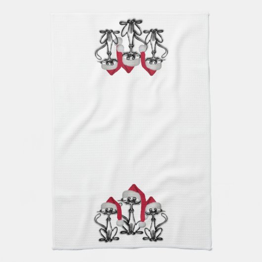 Weihnachts-Caroling Katzen Freudenspass Geschirrtuch (Vertikal)