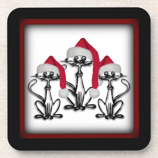 Weihnachts-Caroling Katzen Freudenspass Getränkeuntersetzer (Vorderseite)
