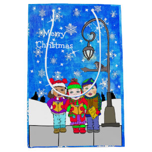 Weihnachts-Caroling Kinder Feiertag Mittlere Geschenktüte