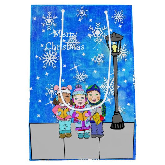 Weihnachts-Caroling Kinder Feiertag Mittlere Geschenktüte (Rückseite)