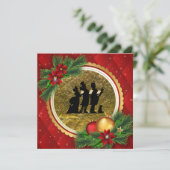 Weihnachts-Caroling Party Red Gold Viktorianisches Einladung (Stehend Vorderseite)