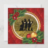 Weihnachts-Caroling Party Red Gold Viktorianisches Einladung (Vorderseite)