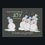 Weihnachts-Caroling-Party Snowmen Joy Einladung<br><div class="desc">Eine niedliche Chalkboard-Party Einladung zum Thema Weihnachten mit Jolly Snowmen Singen Urlaubslieder und Carolen. Vorderer Text: Bitte kommen Sie und teilen Sie die Freude der Saison. Ideal für ein gemütliches Zusammensein. ©PamJArts</div>