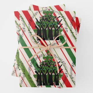 Weihnachts-Carollers singen Carols Weihnachtsbaum Geschenkpapier Set