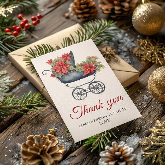 Weihnachts-Carriage Baby-Dusche Danke