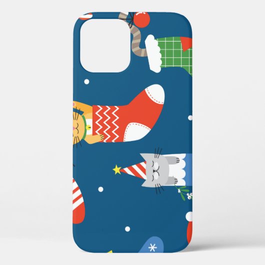 Weihnachts-Cartoon Cats Niedliches Muster Case-Mate iPhone Hülle (Rückseite)