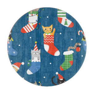 Weihnachts-Cartoon Cats Niedliches Muster Schneidebrett