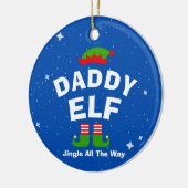 Weihnachts-Cartoon Elf Individuelle Name und Phras Keramik Ornament (Links)