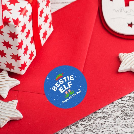 Weihnachts-Cartoon Elf Individuelle Name und Phras Runder Aufkleber