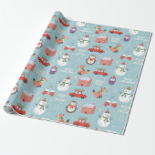 Weihnachts-Cartoon Fox Snowman Car Penguin Geschenkpapier (Ungerollt)