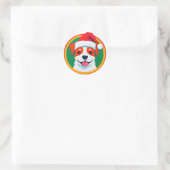 Weihnachts-Cartoon-Hund Runder Aufkleber (Tasche)