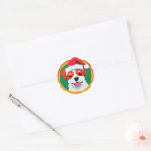 Weihnachts-Cartoon-Hund Runder Aufkleber (Umschlag)