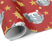 Weihnachts-Cartoon mit einem niedlichen Elefanten- Geschenkpapier (Rolleneckpunkt)