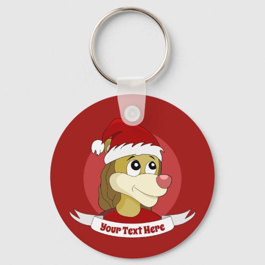 Weihnachts-Cartoon mit einem niedlichen Löwen-Schl Schlüsselanhänger (Vorderseite)