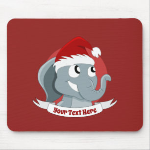 Weihnachts-Cartoon mit einem süßen Elefanten-Mausp Mousepad