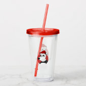 Weihnachts-Cartoon mit niedlichem Panda-Acryltum Acryltrinkbecher (Rückseite)