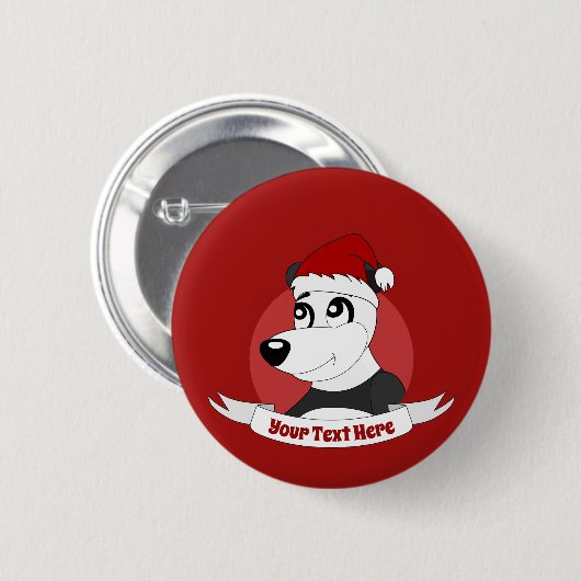 Weihnachts-Cartoon mit niedlichem Panda-Bärenknopf Button (Vorne & Hinten)