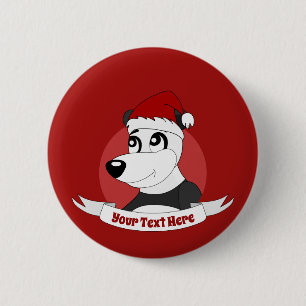 Weihnachts-Cartoon mit niedlichem Panda-Bärenknopf Button