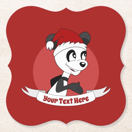 Weihnachts-Cartoon mit niedlichem Panda-Bärenküste Untersetzer (Vorderseite)