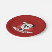 Weihnachts-Cartoon mit niedlichem Panda-Bärenschil Pappteller (Schrägansicht)