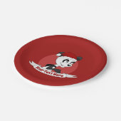 Weihnachts-Cartoon mit niedlichem Panda-Bärenschil Pappteller (Schrägansicht)