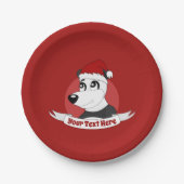 Weihnachts-Cartoon mit niedlichem Panda-Bärenschil Pappteller (Vorderseite)