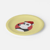 Weihnachts-Cartoon mit niedlichem Panda-Bärenschil Pappteller (Schrägansicht)