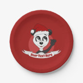 Weihnachts-Cartoon mit niedlichem Panda-Bärenschil Pappteller (Vorderseite)