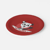 Weihnachts-Cartoon mit niedlichem Panda-Bärenschil Pappteller (Schrägansicht)