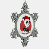 Weihnachts-Cartoon mit niedlichem Panda-Bärenschne Schneeflocken Zinn-Ornament (Links)