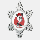 Weihnachts-Cartoon mit niedlichem Panda-Bärenschne Schneeflocken Zinn-Ornament (Rechts)