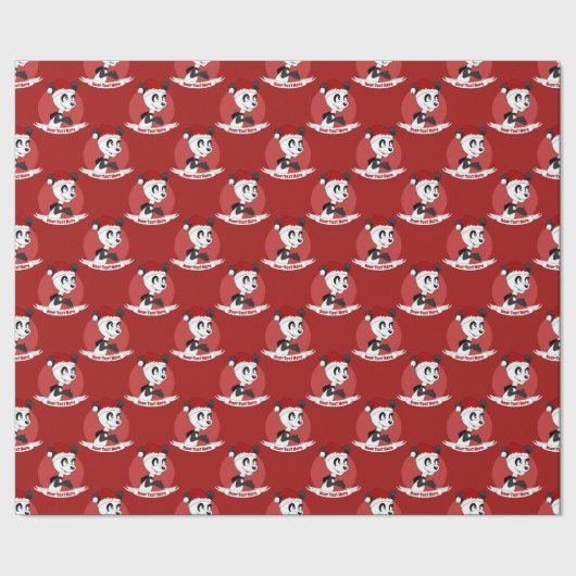 Weihnachts-Cartoon mit niedlichem Panda-Bärenverpa Geschenkpapier (Saum)