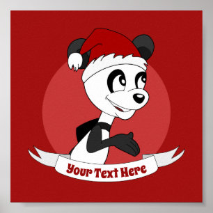 Weihnachts-Cartoon mit niedlichem Panda-Poster Poster