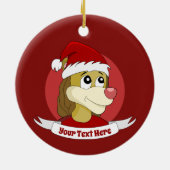 Weihnachts-Cartoon mit niedlichen Löwen-Keramik-Na Keramik Ornament (Hinten)