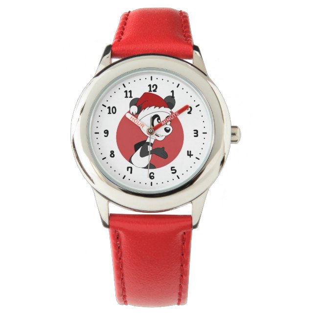 Weihnachts-Cartoon mit niedlicher Panda-Uhr Armbanduhr (Vorderseite)