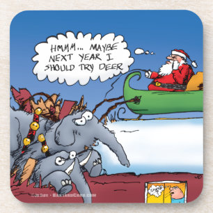 Weihnachts-Cartoon mit Santas Elefanten Untersetzer