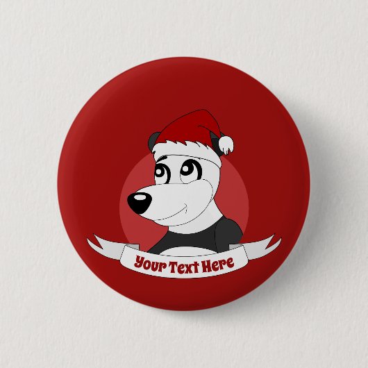 Weihnachts-Cartoon mit süßem Panda-Bär-Knopf Button (Vorderseite)