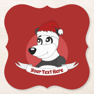 Weihnachts-Cartoon mit süßem Panda-Bär-Papierküste Untersetzer