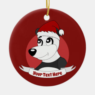 Weihnachts-Cartoon mit süßer Panda-Bär-Keramik-Orn Keramik Ornament
