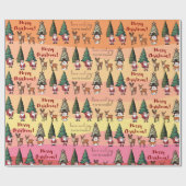 Weihnachts-Cartoon-Muster - Snowman Santa Reindeer Geschenkpapier (Flach)